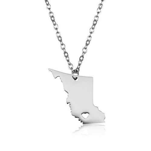 Collier Pendentif Carte De La Colombie Britannique Pour Femmes, En Acier Inoxydable 304, De Haute Qualité, Carte Du Canada, C¿Ur, Bijoux