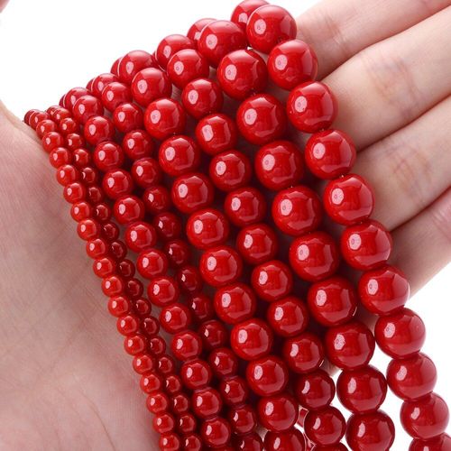 Perles Rondes En Pierre De Corail Rouge, Imitation, Pour La Fabrication De Bijoux, Diy, Bracelet, Collier, Accessoires 4/6/8/10mm
