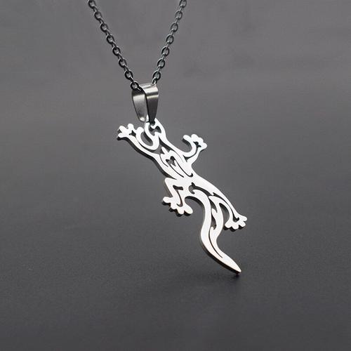 Collier Lézard Creux En Acier Inoxydable Pour Femmes, Pendentif, Cabrite, Gecko, Caméléon, Anole, Tendance, Nouvelle Collection