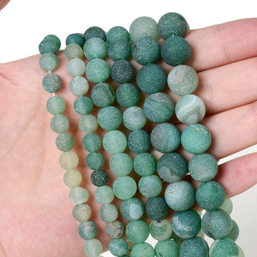 Perles Rondes En Pierre Naturelle, Agates Vertes Mates, Pour La Fabrication De Bijoux, Accessoires Pour Bracelets Et Colliers, Diy, 4/6/8/10mm
