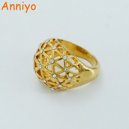 Bague En Strass Pour Femmes, Couleur Or, Bijoux En Pierre, Bijoux Arabes Africains Et Éthiopiens, #023906