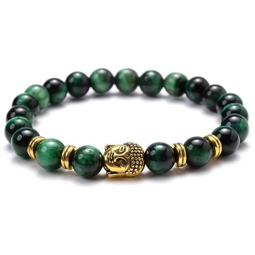 Bracelet En Pierre D'oeil De Tigre Avec Alliage De Cuivre Et De Zirconium, Perles De Guérison Yoga Reiki Pour Femmes Et Hommes, Bijoux De Charme 8mm 19cm