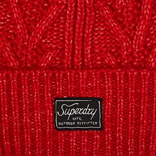 Bonnet Superdry Maille Torsade Lux Femme Rouge