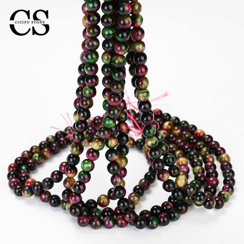 Perles En Pierre Naturelle ¿Il De Tigre, Rondes Lisses, Rouges Et Vertes, Pour La Fabrication De Bijoux, Bracelet Bricolage, 4/6/8/10/12 Mm