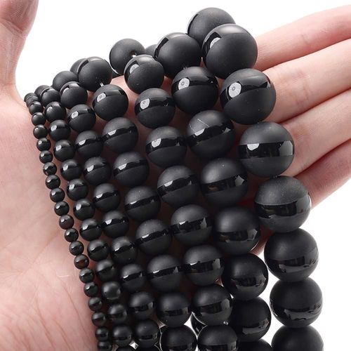 Perles En Pierre Naturelle Noire, Fil A, Pour La Fabrication De Bijoux, Bracelet De Guérison Rond, Accessoires De Collier, 4/6/8/10/12/14mm