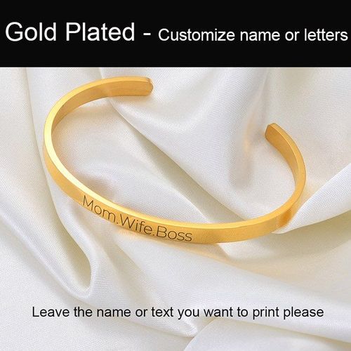 Bracelets À Manchette Avec Nom Personnalisé Pour Femmes Et Filles, Bijoux De Couleur Or Rose/Or, Lettres Imprimées Personnalisées #112021