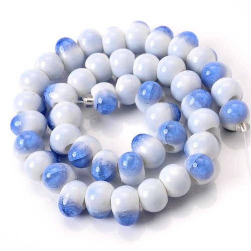 Perles Rondes En Céramique 8mm, Motif De Glace, Pour La Fabrication De Bijoux, Bracelet Collier, Accessoires, Outils Artisanaux Faits À La Main, 44 Pièces