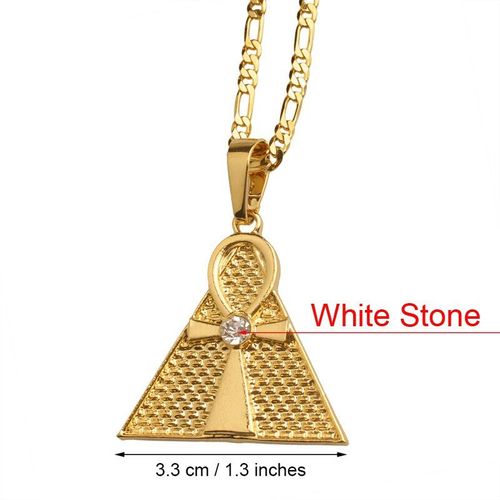 Collier Égyptien Avec Pendentif Croix Ankh Et Pyramide Pour Hommes Et Femmes, Bijoux Africains De Couleur Or, Hieroglyphs,Crux Ansata #096806