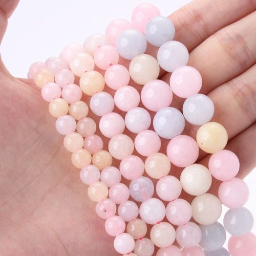 Perle De Pierre Naturelle En Morganite Rose, Calcédoine, Perles Rondes En Vrac Pour La Fabrication De Bijoux, Accessoires De Bracelet Diy 6/8/10mm