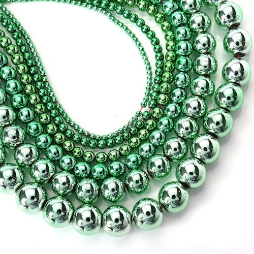 Perles Rondes En Pierre Hématite Verte, Perles Naturelles, Amples, Pour La Fabrication De Bijoux, Bracelet Et Collier, Accessoires 2/3/4/6/8/10mm