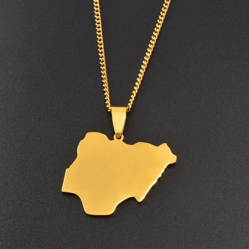 Collier Avec Pendentif Carte Du Nigeria Pour Homme Et Femme, Bijou Doré En Acier Inoxydable, Couleur Or, Idéal Pour Les Pays, Afrique, #064021
