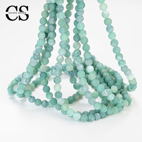 Perles En Pierre Naturelle, Agates Vertes Givrées, Rondes Craquelées, Pour La Fabrication De Bijoux, Accessoires Pour Bracelets, Diy, 4/6/8/10 Mm