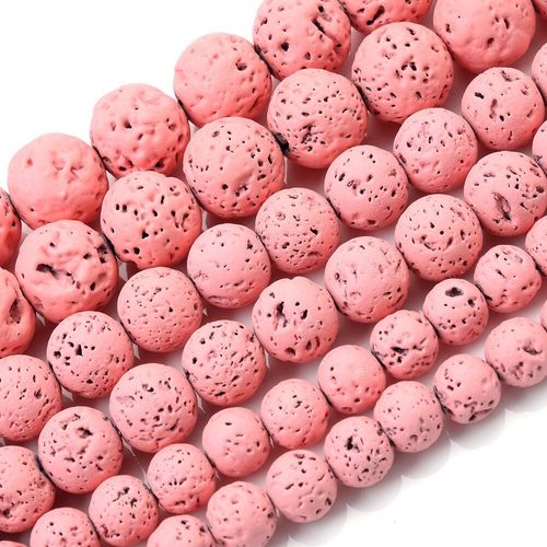 Perles Rondes En Pierre Naturelle, Couleur Rose, Lave, Pour La Fabrication De Bijoux, Breloques, Accessoires De Bracelet, 4/6/8/10/12mm