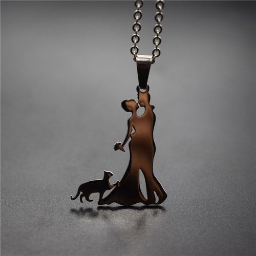 Collier De Famille En Acier Inoxydable, Pendentif De Couple Ou De Chat, Bijoux Avec Figurines