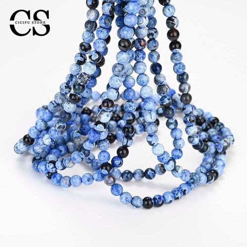 Perles D'agates En Cristal De Feu Bleu, Rondes Naturelles, Amples, Pour La Fabrication De Bijoux, Breloques De Bracelet, Accessoires 4/6/8/10/12mm