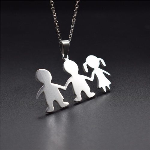 Collier D'amitié En Acier Inoxydable Pour Enfants, Pendentif Main Dans La Main, Mignon Pour Garçons Et Filles, Nouvelle Collection