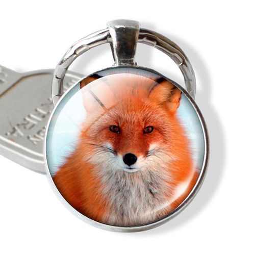 Porte Clés Cabochon En Verre Avec Image De Renard, Pendentif Animal En Métal, Cadeaux De Noël Pour Enfants, Livraison Directe