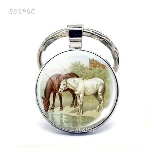 Porte Clés Cheval En Verre Mignon Cabochon, Bijoux Cheval, Pendentif, Animal, Cadeaux De Noël Livraison Directe
