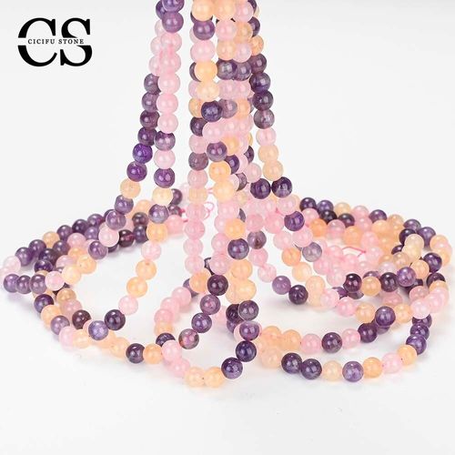 Perles D'agates En Quartz Rose Violet Jaune, Perles Rondes Naturelles Pour La Fabrication De Bijoux, Accessoires De Charme De Bracelet 4/6/8/10/12mm