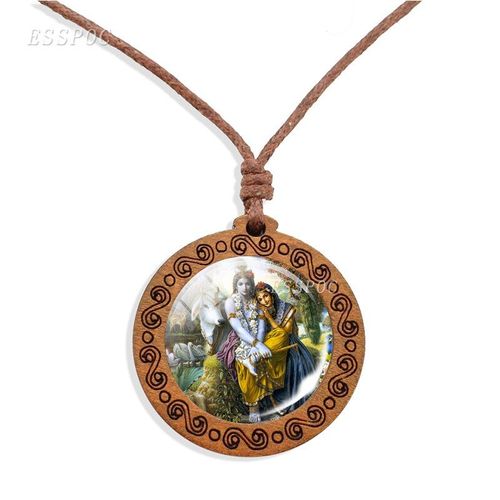 Pendentif Ethnique En Bois Indien, Bijoux De Mariée, Accessoires, Cabochon En Verre, Divination, Image Artistique, Colliers Pour Femmes