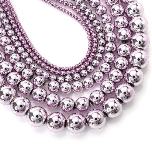Perles Rondes En Hématite Violette Pour La Fabrication De Bijoux, Pierres Naturelles, Accessoires Pour Bracelets Et Colliers, 2/3/4/6/8/10mm