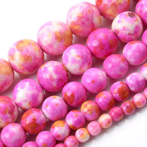 Perles Rondes Colorées En Pierre Naturelle, Accessoires Pour La Fabrication De Bijoux, Breloques De Bracelet, Couleur Orange Rouge Pluie, 4/6/8/10/12mm