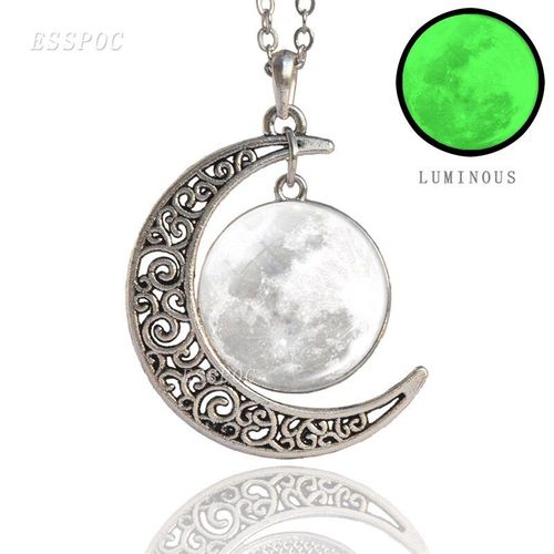 Collier En Verre Pour Femmes, Cabochon, Croissant De Lune, Système Solaire, Planète, Galaxie, Bijoux, Livraison Directe