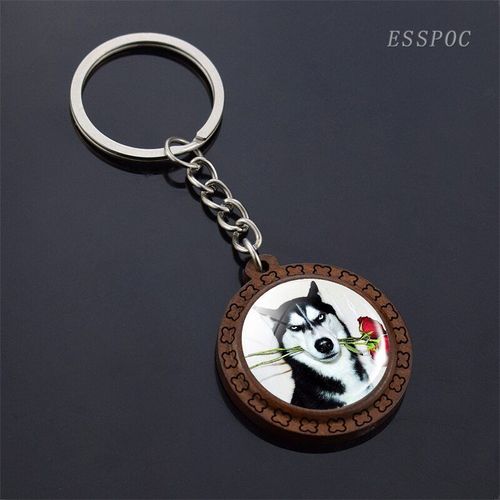 Porte Clés Photo Husky Mignon Pour Femmes, Cadeaux, Bijoux En Bois Fait À La Main, Style Bohémien, Pendentif Long, Vente En Gros, Livraison Directe