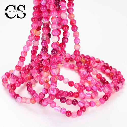 Jolies Perles D'agates Roses En Pierre Naturelle, Rondes, Lisses Et Amples, Pour La Fabrication De Bijoux, Accessoires De Charme De Bracelet, Bricolage, 4/6/8/10/12 Mm