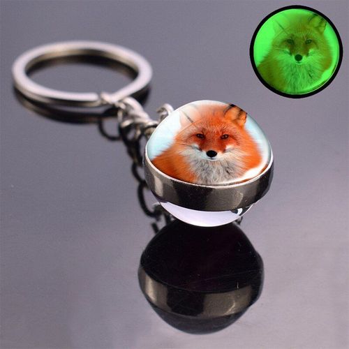 Porte Clés En Forme De Renard Rouge, Boule De Verre, Pendentif, Animal, Boule Lumineuse, Bijoux Pour Hommes Et Femmes, Cadeaux À La Mode, Vente En Gros