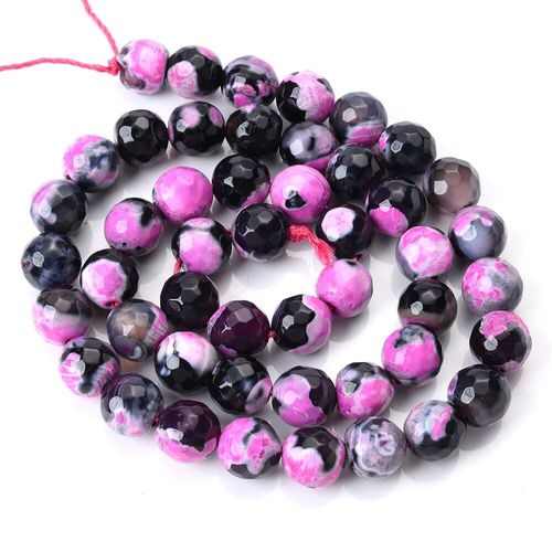 Perles En Pierre Naturelle À Facettes De 8mm, Agates De Feu Double Couleur, Perle D'espacement Ample Pour La Fabrication De Bijoux, Accessoires De Charme De Bracelet À Faire Soi Même