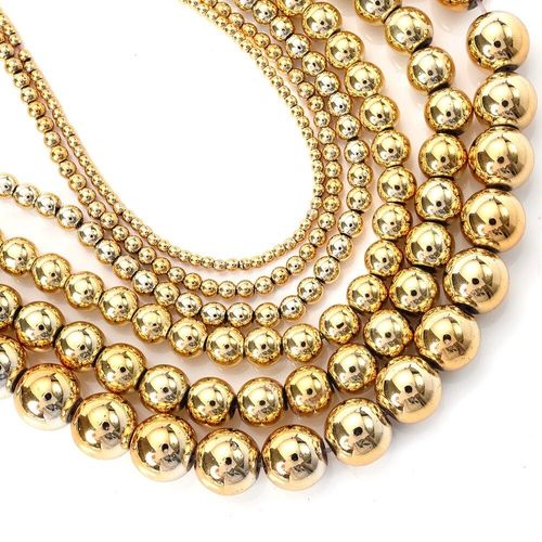 Perles De Pierre Naturelle En Hématite Jaune Or, Perles Rondes Amples Pour La Fabrication De Bijoux, Bracelet Et Collier, Accessoires 2 10mm