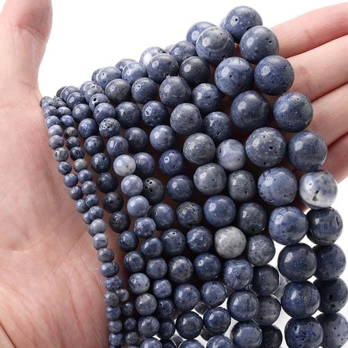 Perles Rondes En Pierre Naturelle De Corail Bleu Pour La Fabrication De Bijoux, Accessoires Pour Colliers Et Bracelets, 4/6/8/10/12mm