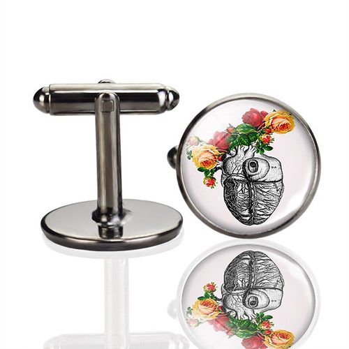 Boutons De Manchette Romantiques En Forme De C¿Ur Pour Hommes, Bijoux, Pistolet Noir, Accessoires De Fête, Cadeaux De Vacances, Livraison Directe