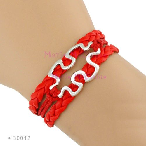 Bracelets En Cuir Tressé Pour Femmes, Ruban De Sensibilisation À L'autisme, Puzzle Pièces Bleu Rouge Jaune