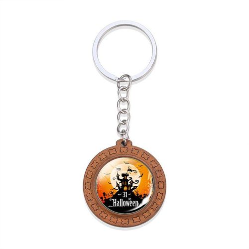 Porte Clés En Bois Fait À La Main, Long Pendentif, Pour La Veille D'halloween, Maison Hantée, Livraison Directe