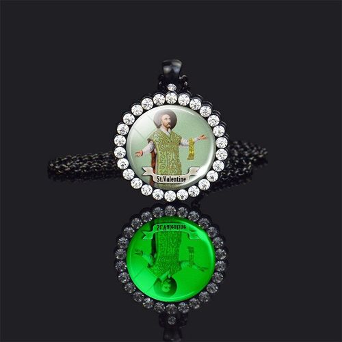 Collier Long Noir Avec Pendentif, Cabochon En Verre Lumineux, Photo De La Vierge Marie, Cristal Brillant, Bijoux Cadeau Pour Femmes Et Hommes