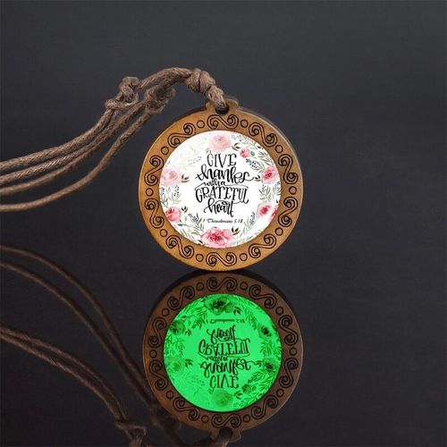 Collier En Bois Vintage Pour Femmes, Bijou Rétro Fait À La Main, Verset De La Bible, Lettres