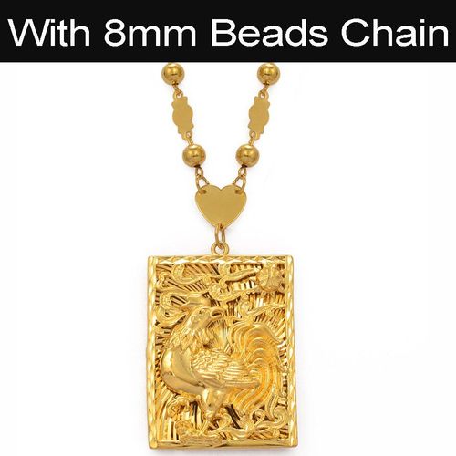 Collier Chaîne Avec Pendentif En Forme De Poulet Pour Homme Et Femme, Bijou En Métal Doré, De Grande Taille, #001336