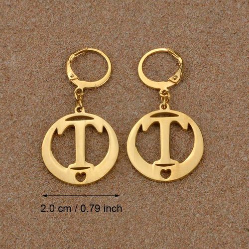 Anniyo Or Couleur Lettres Boucles D'oreilles Initiale Pour Femmes Fille, Kiribati Alphabet Boucle D'oreille Anglais Lettre Bijoux Cadeau #023021 (6)