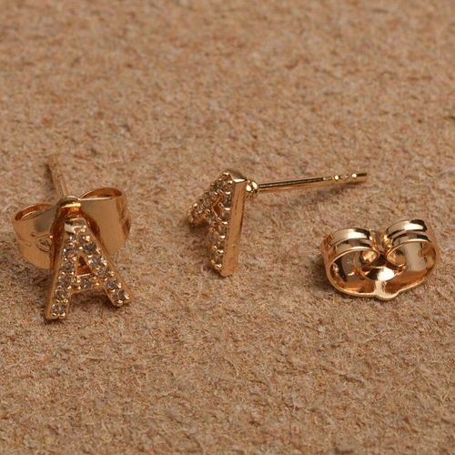 Boucles D'oreilles En Petites Lettres Pour Femmes Et Filles, Alphabet Anglais, Bijoux, Initiales, Zircone Cubique, # A Z, 058404