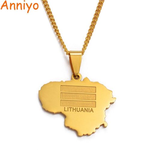 Pendentif Doré De La Carte De Lituanie, Chaîne De Collier Pour Femmes/Hommes, Bijoux Lietuvos, Cadeaux #012821