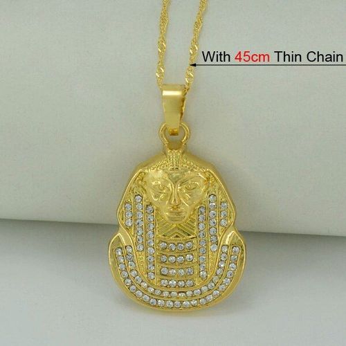 Collier Avec Pendentif Tutankhamun Égyptien, Couleur Or, Bijoux Africains Hip Hop, Pour Femmes Et Hommes, #031406