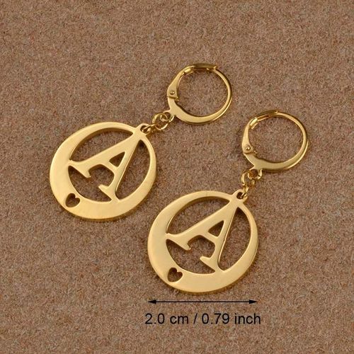 Boucles D'oreilles Initiales Pour Femmes/Filles, Bijoux Avec Lettres Dorées, De L'alphabet Kiribati En Anglais, Cadeaux, #023021