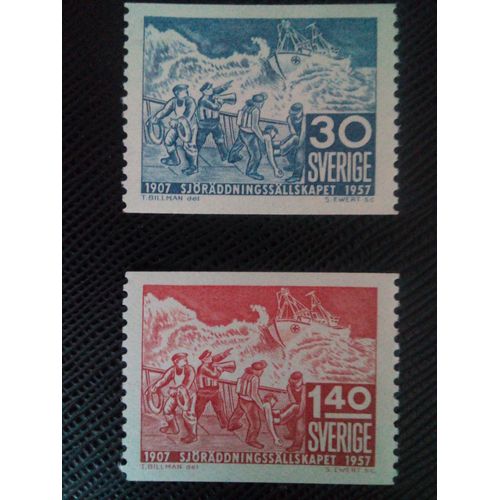 Timbre Suede Yt 414 - 415 Séries: Société De Sauvetage En Mer 1957 ( 031105 )