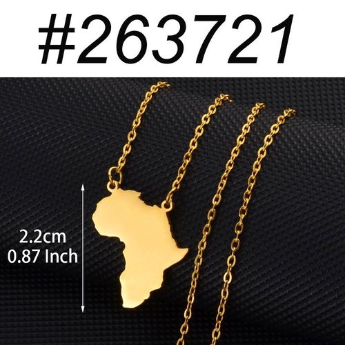 Pendentif De La Carte De L'afrique Et Chaîne De 50cm, Bijoux Africains De Couleur Or/Argent/Rose Or, Accessoires De Mariage Et D'anniversaire #255721