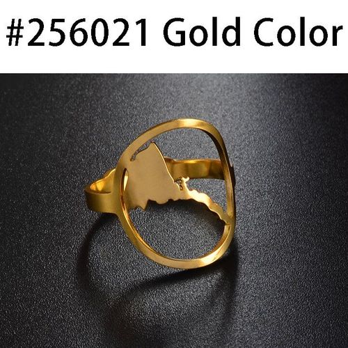 Bague Ronde Érythréen, Couleur Argent/Or/Or Rose, Bijoux Carte Africaine De L'érythréen, Taille Ajustable, Rins #256021