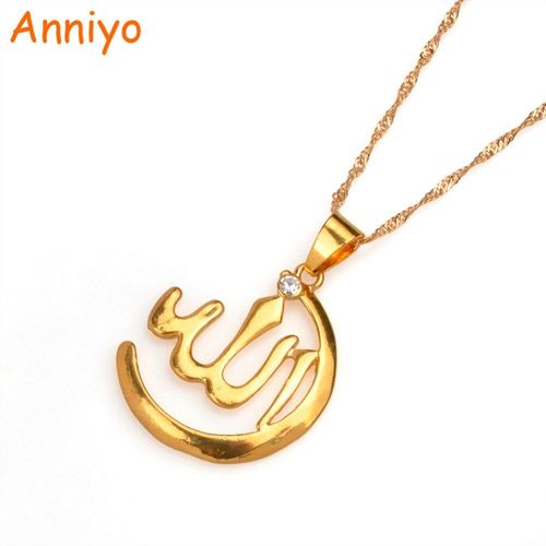 Pendentif Et Chaîne Pour Femmes/Filles, Bijoux Allah Avec Strass, Cadeaux Arabes #080106