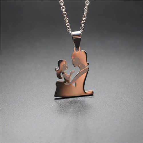 Colliers Mère Et Fille En Acier Inoxydable, Bijoux Mignon, Mère Tenant Sa Fille, Pendentif