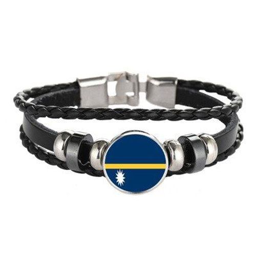 Bracelets Drapeau Nauru Pour Hommes Et Femmes, En Cuir, À La Mode, Nouvelle Collection